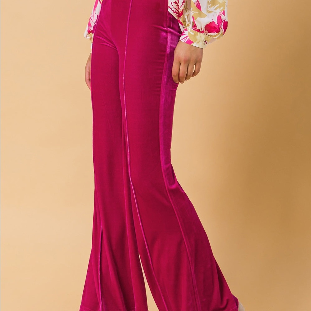 Women's Flying Tomato Fuschia Velvet Flared Pants